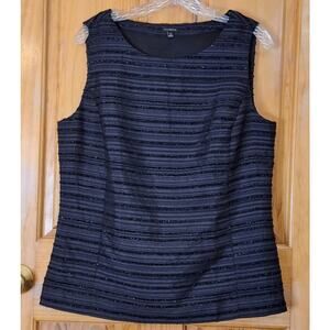 Talbots Sleeveless Blouse Womens 12 Black Holiday Occasion Wear Glittery Evening